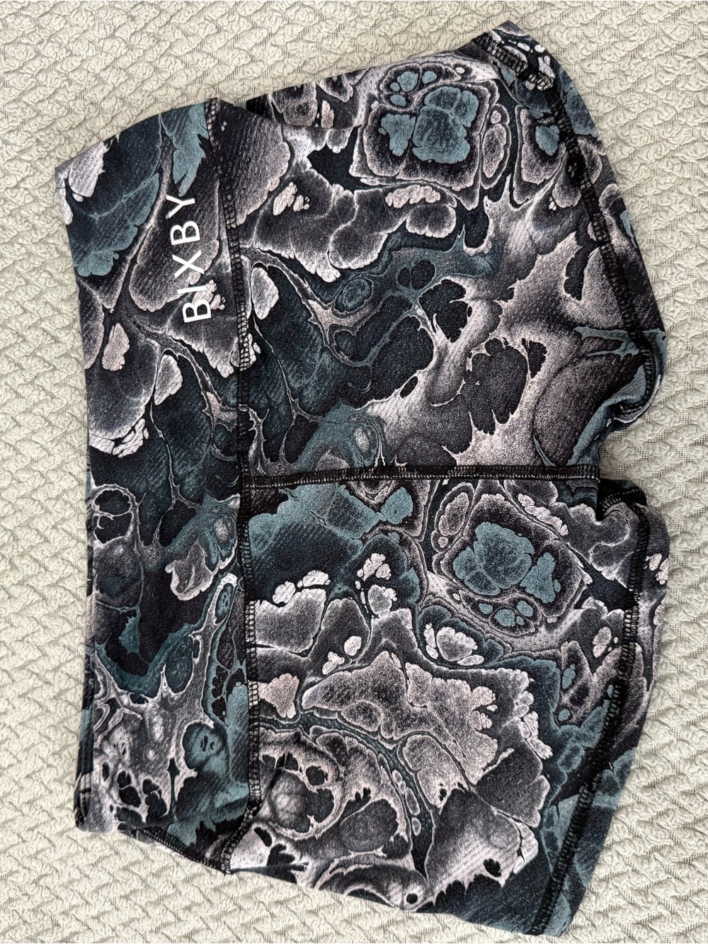 Bixby Teal & Black Marble-Print Athletic Shorts